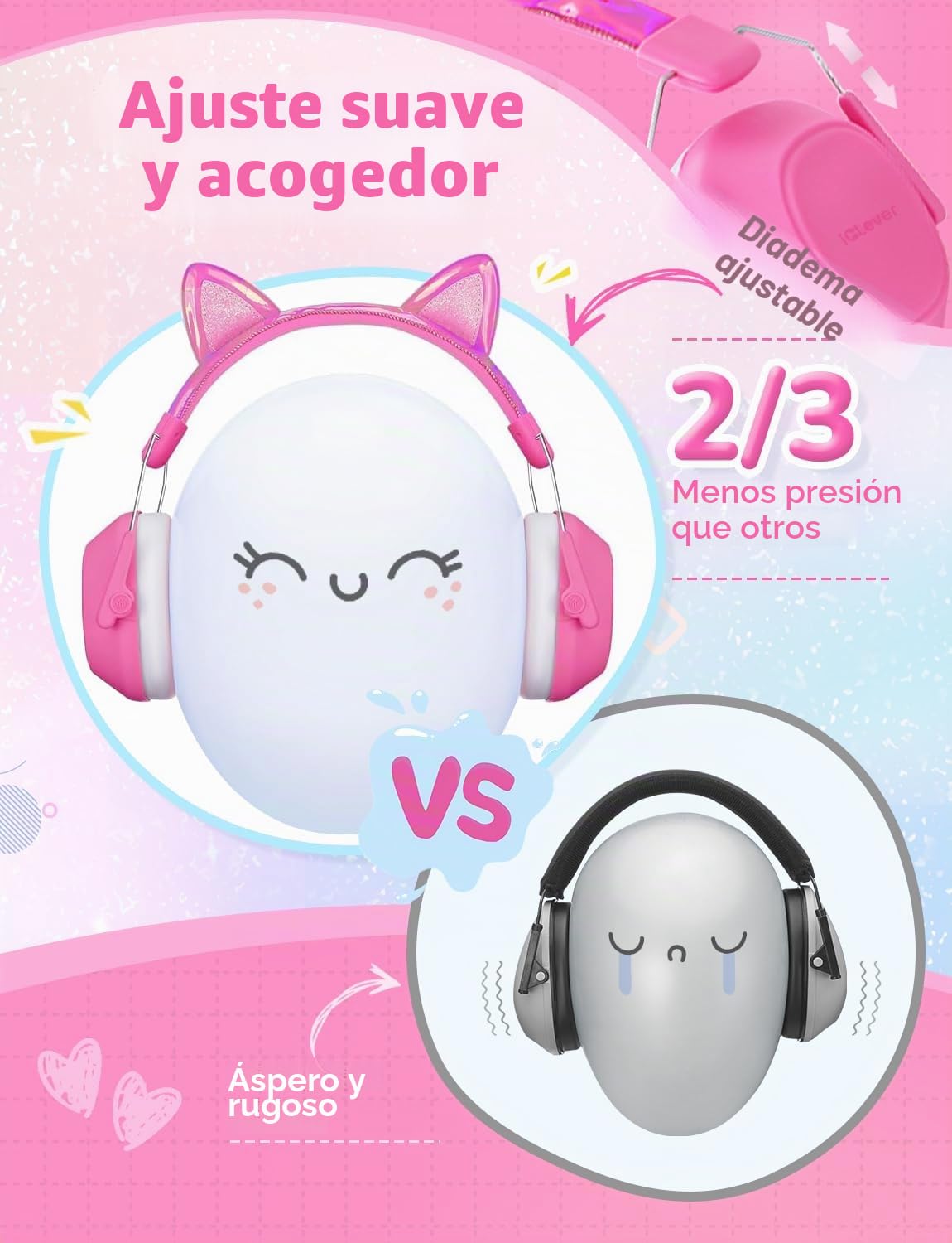 iClever Auriculares con cancelación de ruido para niños, SNR 29 dB, protección auditiva para fuegos artificiales, eventos y conciertos