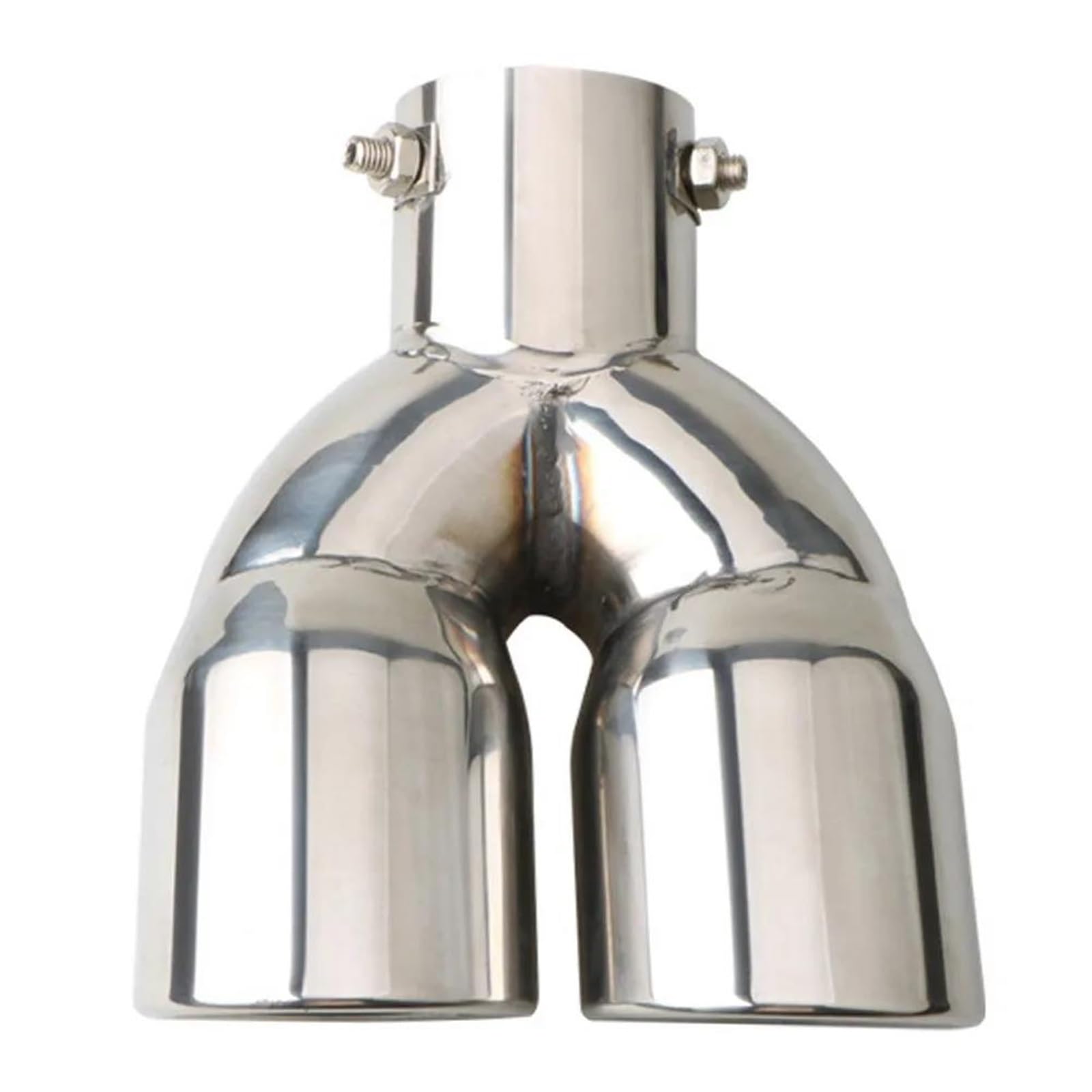 Terminale Scarico Terminale Scarico Universale 76 Mm In Acciaio Inox Cromato Doppia Uscita Finitura Cromata Rivestimento Gola Posteriore Modificato Auto Tubo Scarico