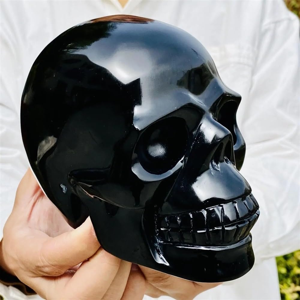 Obsidian Hand Carved Crystal Skull Home Decoration Gift Decor(200-300g)