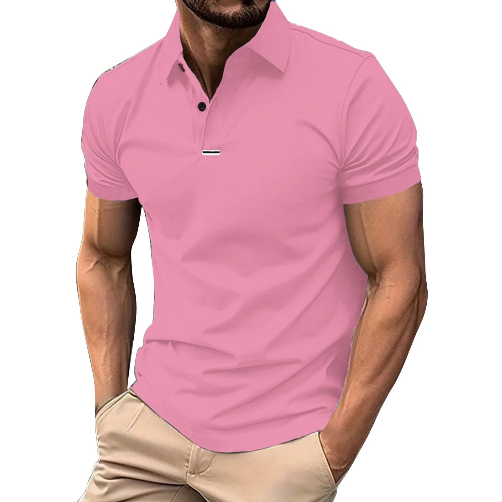 MOKBAY Polo Hombre Manga Corta Elásticas Gym Running Deportivo Basica Camisetas Manga Corta Hombre Verano Casual Fitness Slim Fit Camisas