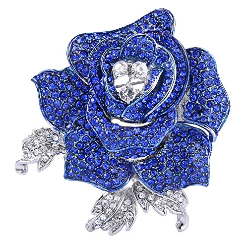 Image of EVER FAITH Women's Austrian Crystal Blooming Beautiful Rose Flower Brooch