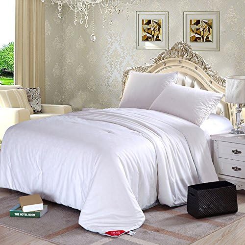 Silklover 100% Pure Top Grade Mulberry Silk Duvet Handmade in Sateen Cover Queen Size 90" 92" for Summer