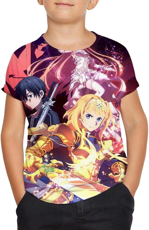 Amazon Tシャツ 子供 ソードアート オンライン キッズ かわいい 柔らかい 夏服 アニメ プリント 半袖 男の子 女の子 男女兼用 イベント 衣装 誕生日 プレゼント グッズ Tシャツ カットソー 通販