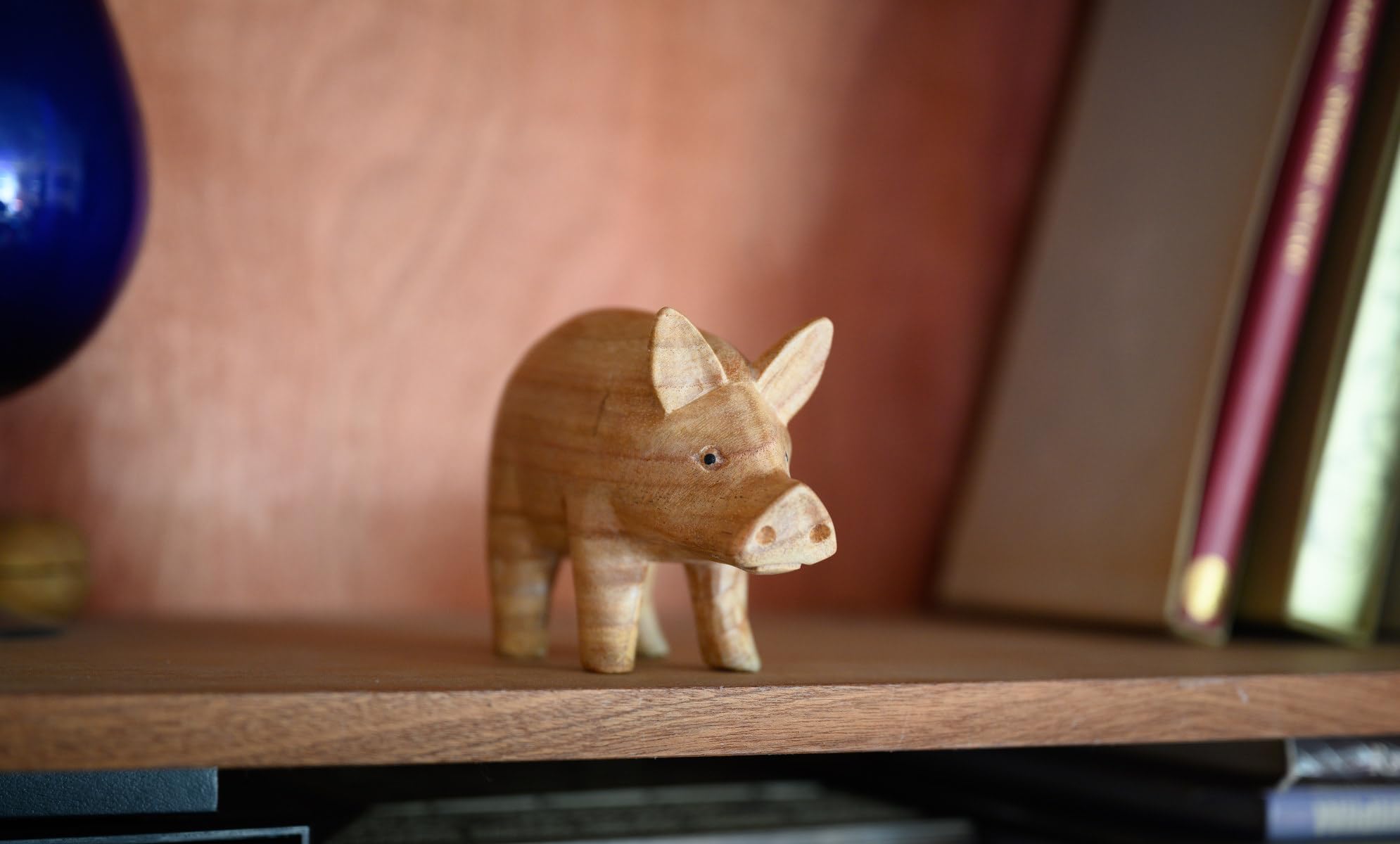 Ancienne Figurine Déco Cochon - Matière Bois / Résine - Vintage