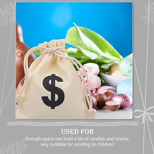 Miniatura 9 de 10 bolsas de dinero de lona para fiestas, bolsa de dinero con cordón, bolsa de dinero para disfraces con símbolo de signo, accesorios de fiesta