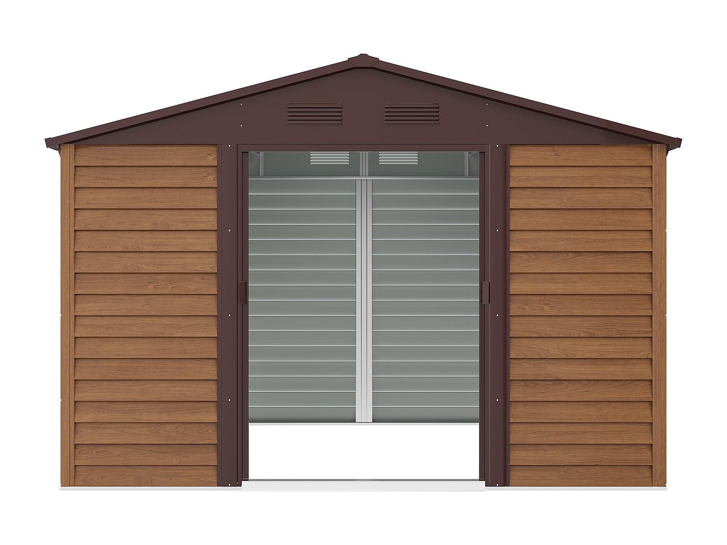 Vente-unique-Gartenhaus aus Metall, verzinkter Stahl, Holzoptik - 11,75 m² - ARSEGO