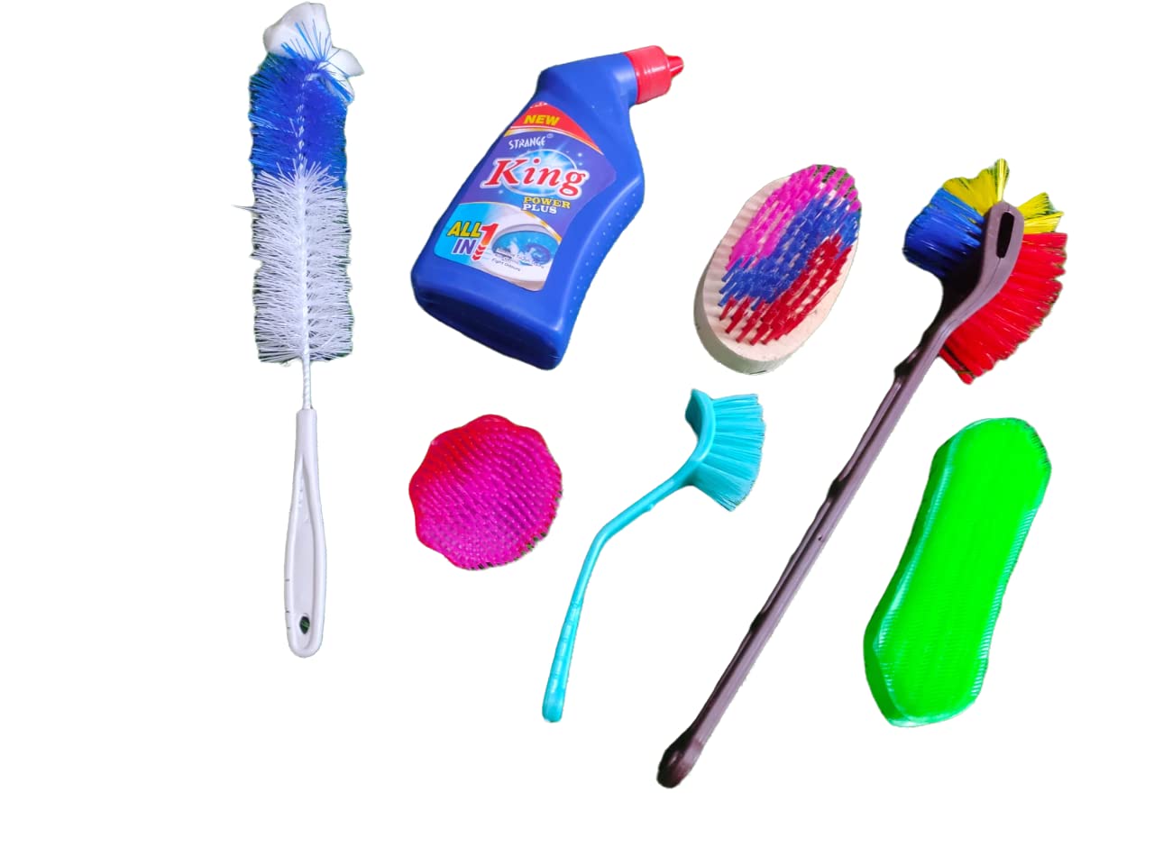 Bathroom Cleaner Combo 1 Scrubber 1 Round Bottle Cleaning Brush 1