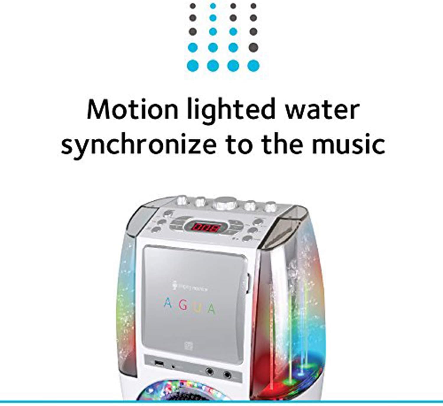 Graphic showing motion lighted water synchronizing to music