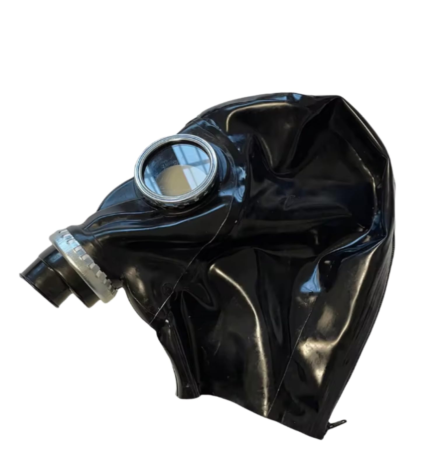 0,6 mm Latex-Gashaube, Punk-Maske, All-inclusive, geschlossene Kopfbedeckung, Atemschutzmaske, Reißverschluss hinten