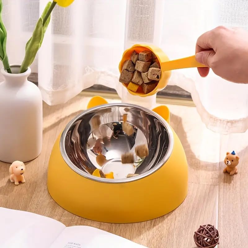 TGOPIT Elevated Cat Bowl Feeder Food Water Feeder Bowl for Cats, Kittens & Puppies | Persian Cat Food Bowl Tilted Raised Bowl Anti Vomiting 15° Slanted Bowl (Orange) 4