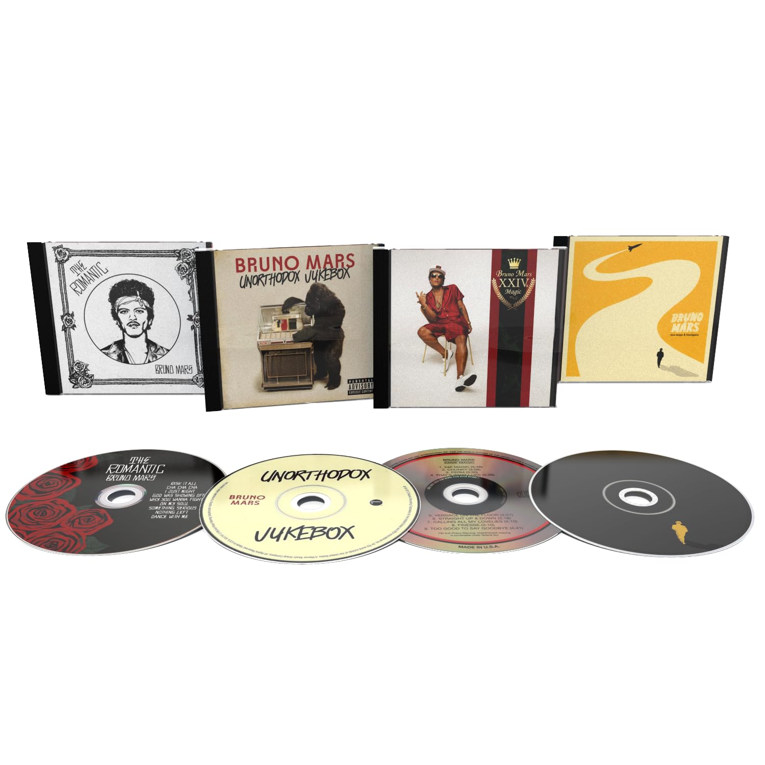 Complete Bruno Mars Discography Collection: Doo-Wops & Hooligans / Unorthodox Jukebox / 24K Magic / The Romantic