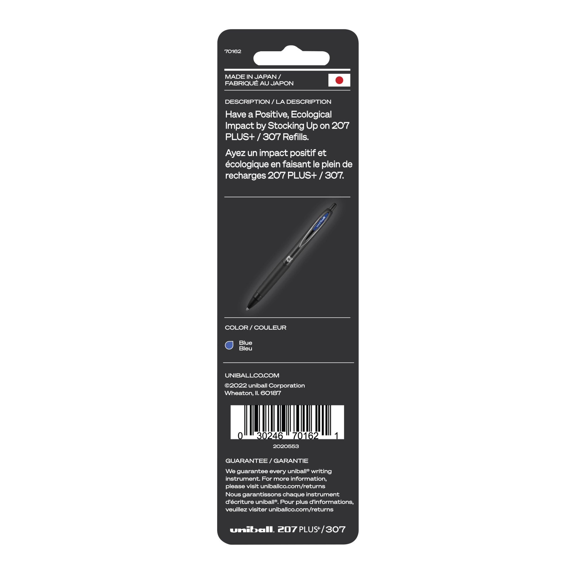 Uniball 207+ Plus Kugelschreiberminen, 0,7 mm mittlere Spitze, blaue Tinte, 6 Ersatzminen