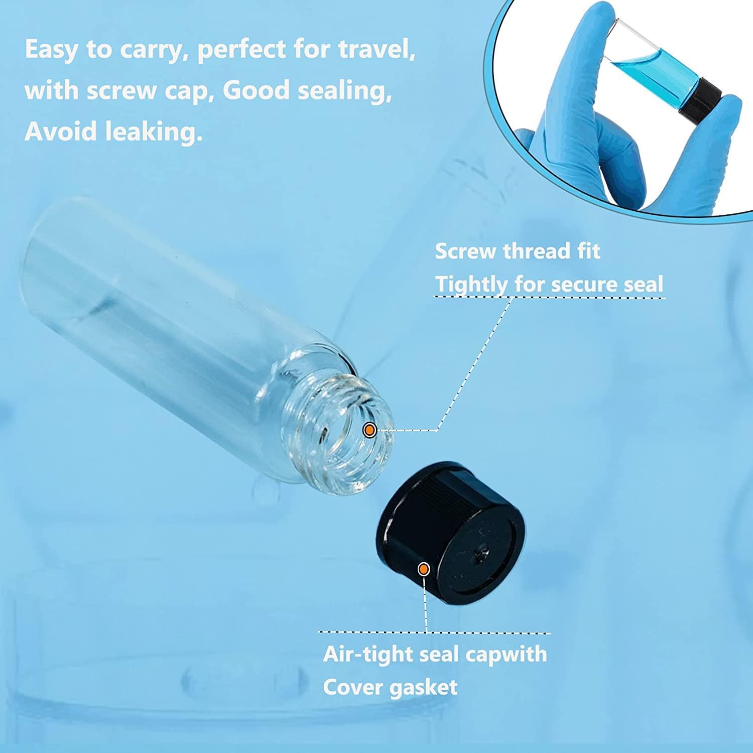 ALWSCI 4mL Flacons à Échantillons en Verre Transparent 100pcs Flacons à Échantillons en Verre avec Bouchon à Vis, PE Liner Sample Containers Lab Vial 15x45mm
