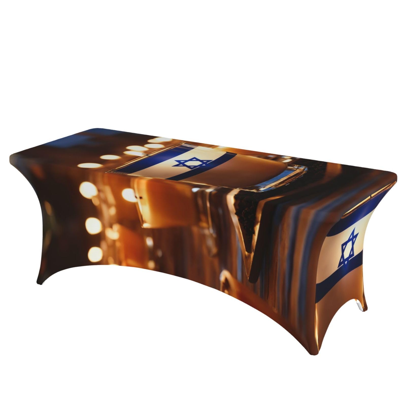 AYYQWE Israeli Flag Print Elastic Rectangular Tablecloth For Banquet Outdoor Picnics Office Table Cover