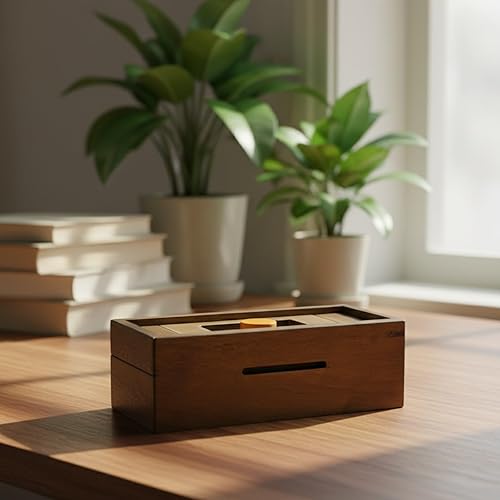 Miniatura 8 de Caja de rompecabezas Enigma Secret Discovery - Soporte para tarjetas de dinero y regalo en un candado de madera con compartimento oculto, alcancía,