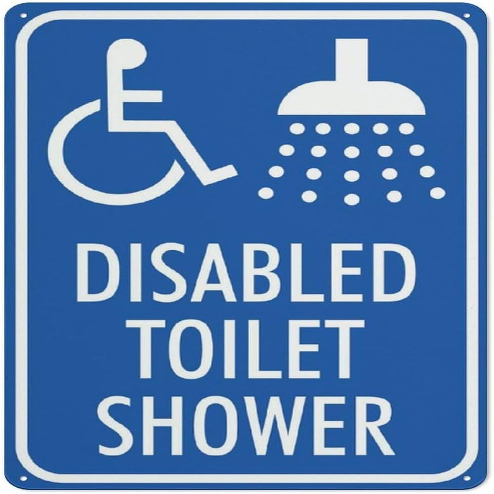 Disabled Toilet Shower Sign For Business 12X12 Metal Aluminum Signs, Weather Resistant, Weatherproof, Indoor Or Outdoor