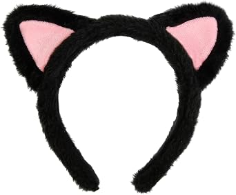 Huachi Cute Cat Ears Headband Spa Headbands for Washing Face Makeup Skincare Halloween Costume, Soft Push Black Cats Animal Kitten Head Bands Hair Accessories for Women Black Cat