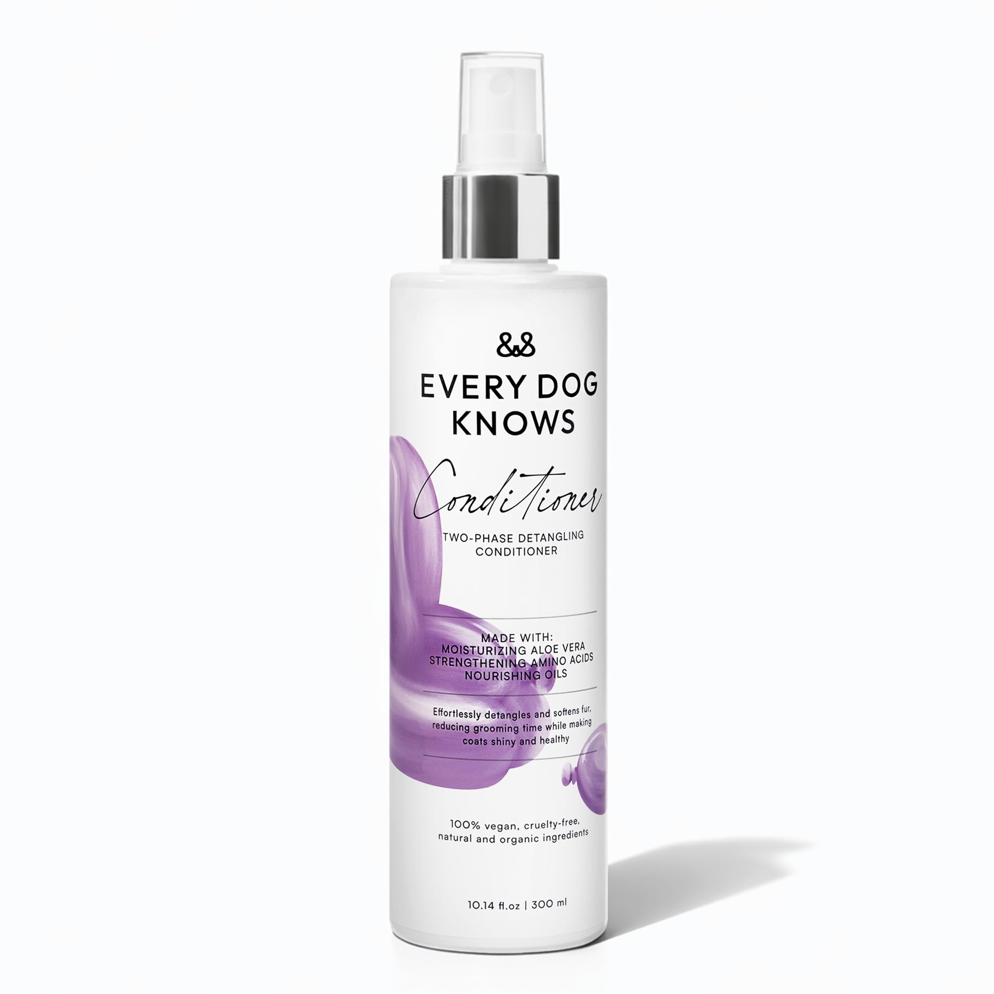 EVERY DOG KNOWS Leave In Dog Detangler Conditioner Spray – Two-Phase Detangler for Easy Brushing, Hydrated, Soft & Shiny Coats | No Rinse Formula for All Coat Types | 300ml