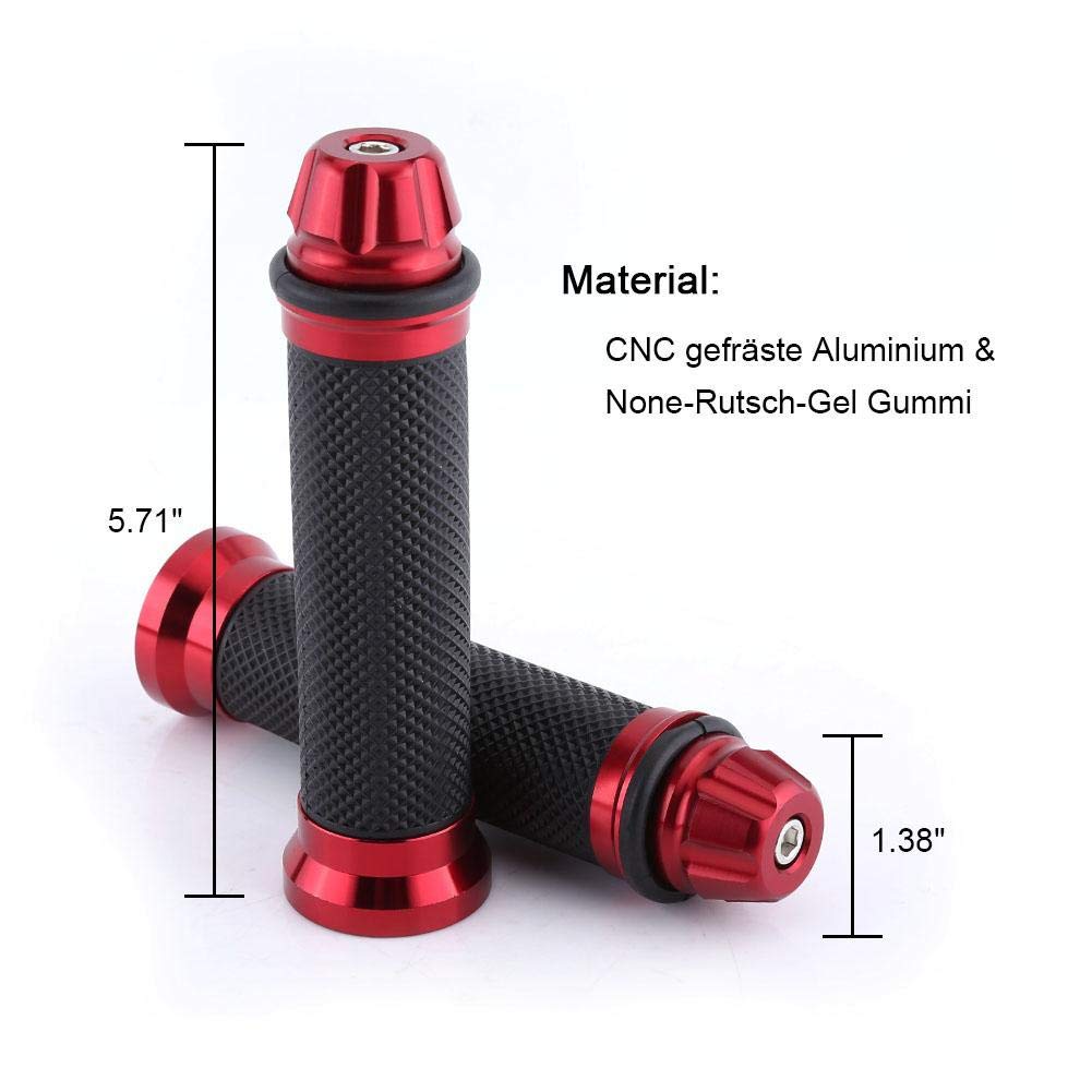 Keenso 2,2 cm uchwyty na kierownicę motocyklową, gumowe uchwyty CNC, uniwersalne antypoślizgowe gumowe uchwyty do kierownicy rowerowej