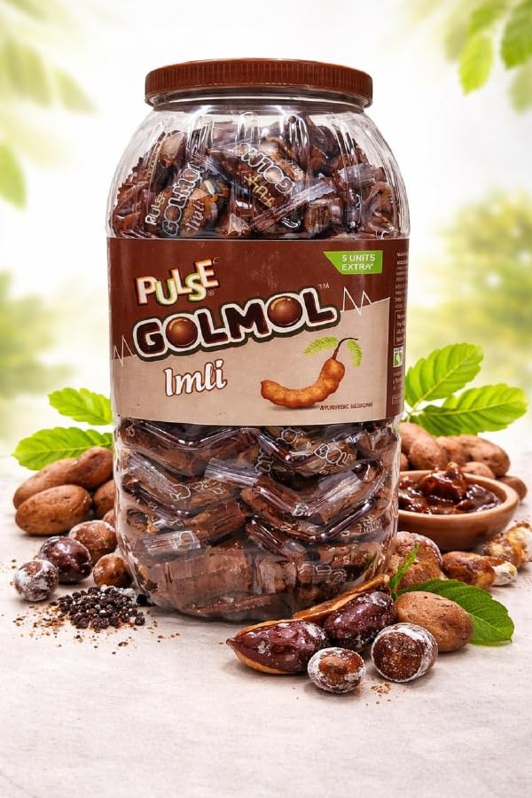 Image of PULSE Golmol Imli Candy | Tangy Tamarind Flavour with Chatpata Masala | Sweet & Sour Desi Imli Candy for Kids & Adults (Pack of 145 Candies)