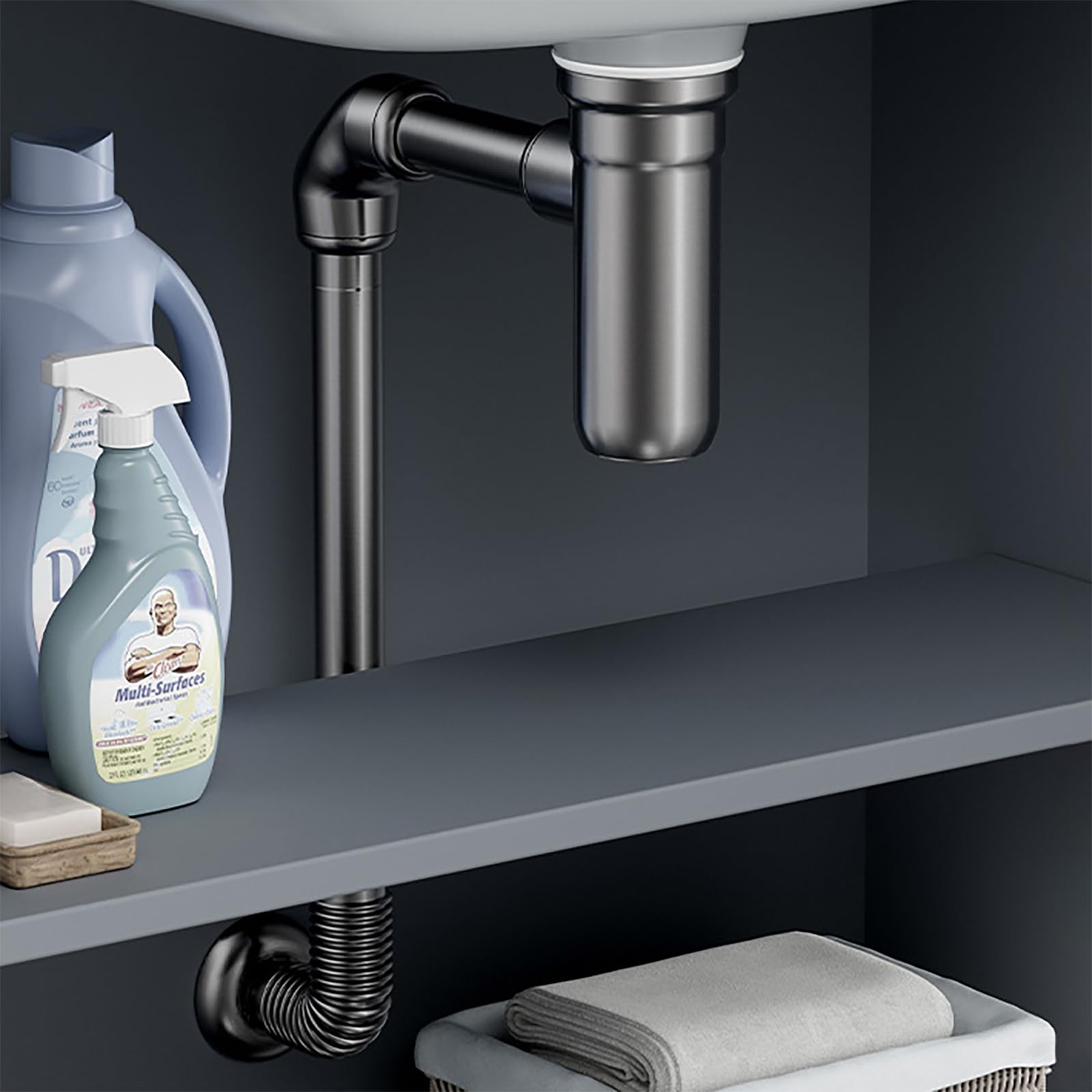 Sifon Lavabo con Rebosadero,Válvula Click Clack Lavabo,Altura Ajustable,Sifón Lavabo Flexible,Sifon Cocina Fregadero,Normalizado 11/4" Cromado,Cromado