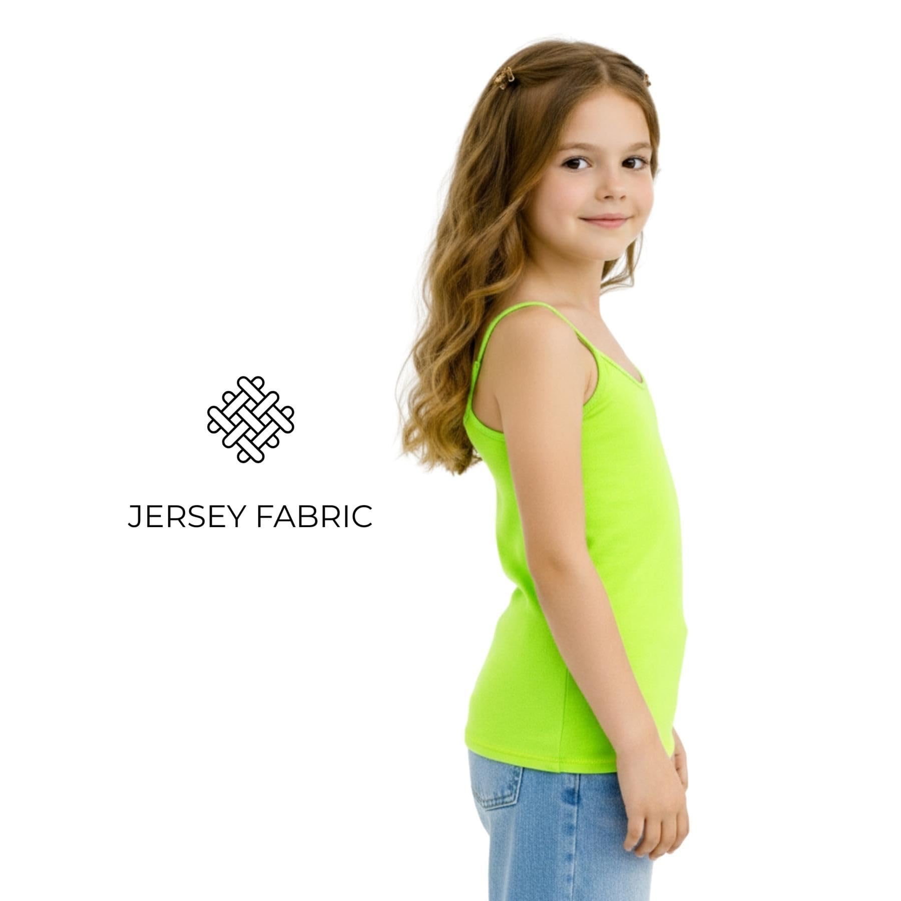 janisramone® Paquete de 4 camisetas sin mangas con tirantes delgados para niñas, chalecos de verano sin mangas, capa base ligera, camisetas de verano para niños, camisola lisa con tirantes delgados