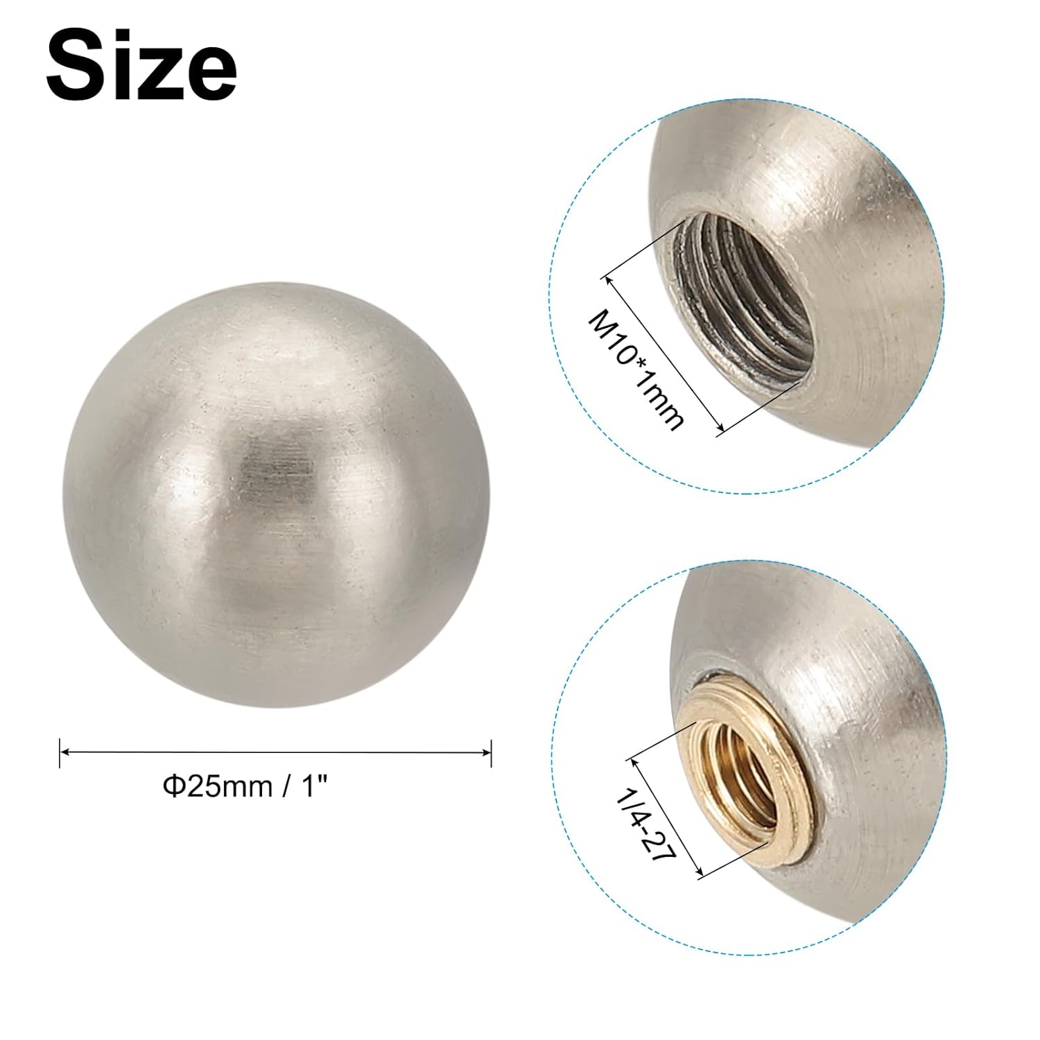 Generic 25mm Ball Lamp Finials Caps Knob, 2 Set Lamp Shade Decoration, Nickle Color