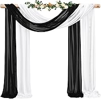 Vista 185 de Tela para envolver arco de boda, 4 paneles de 28 x 20 pies, cortinas de arco de boda rosa para ceremonia, cortinas de tela de gasa para cenador