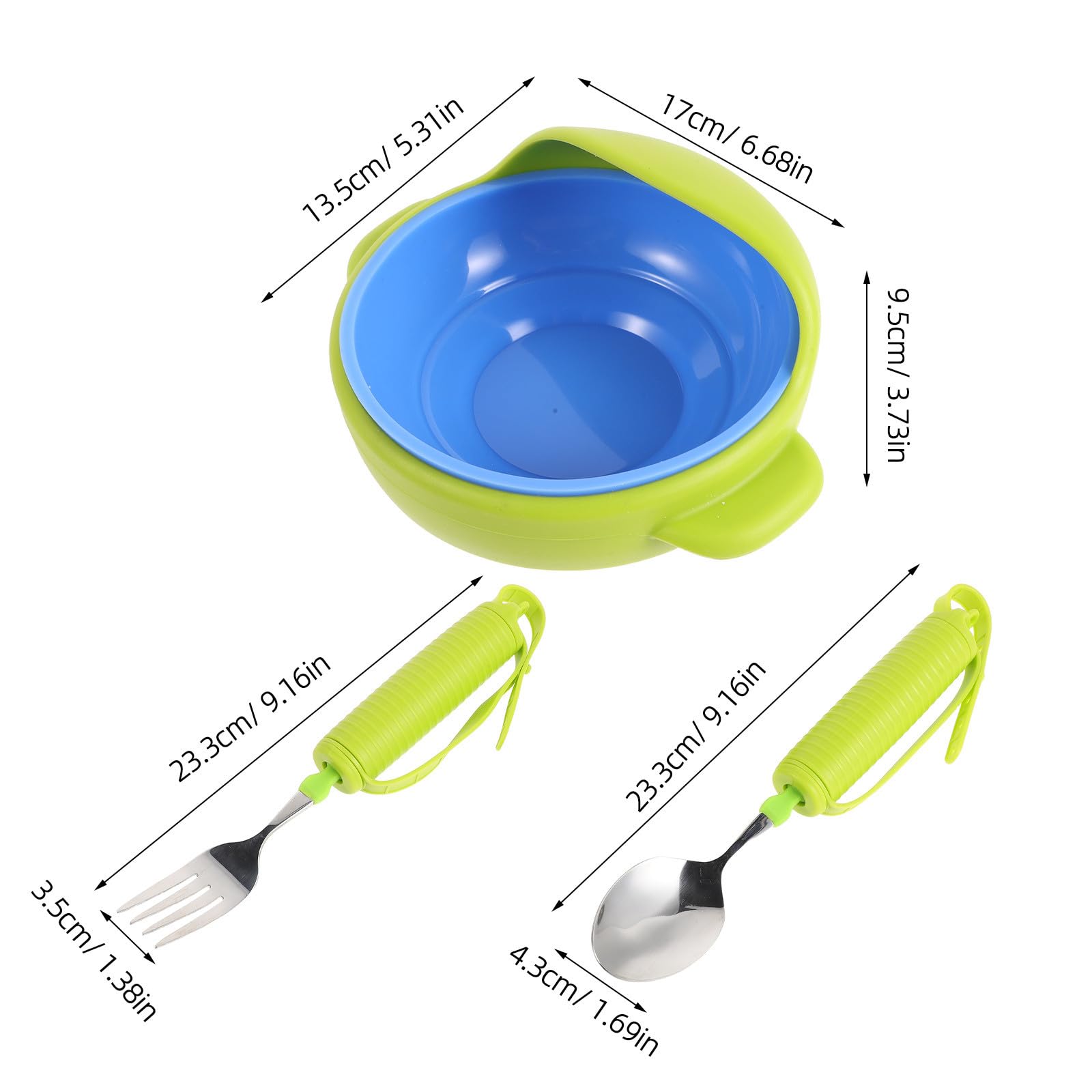 TEHAUX Juego de Cubiertos Antivibración Mango Ergonómico de Acero Inoxidable y Silicona para Personas Mayores, Vajilla Antiderrame para Entrenamiento y Alimentación Asistida en Casa