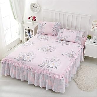 Bed Skirt Cotton lace Four Seasons Valance Simple Non-Slip Bed valances Double Bed Valance Fitted Sheet King Resistant Ruffled Valance Sheet Washable dust Ruffle
