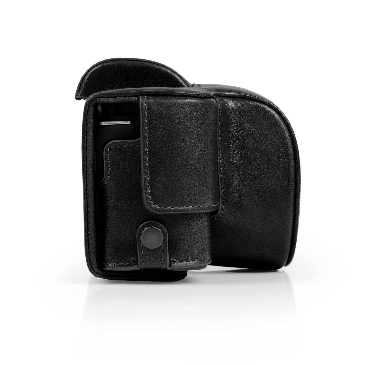 MegaGear MG2006 Ever Ready - Custodia per fotocamera in vera pelle, compatibile con Sony ZV-E10 (16-50 mm), colore: Nero