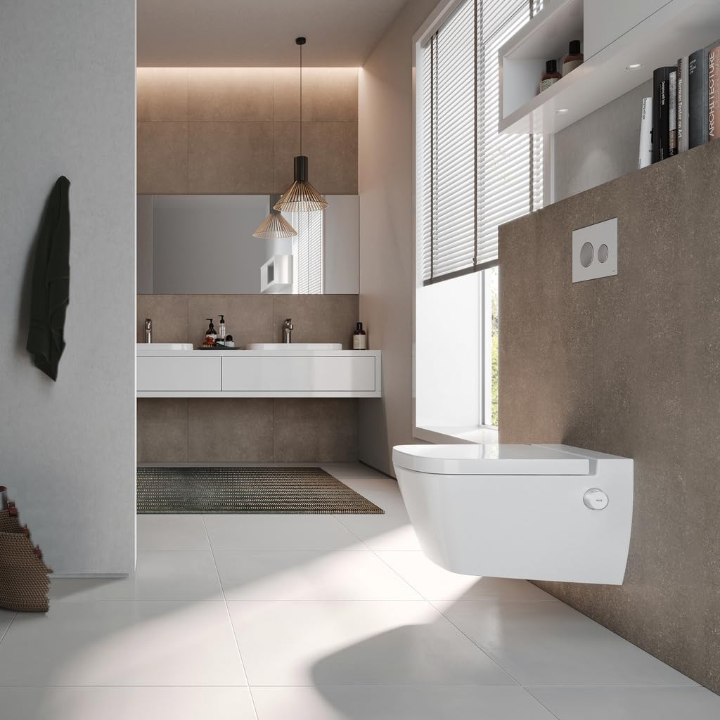 TECE One 9700200 - Inodoro de cerámica con función de ducha (fregadero profundo, volumen de 6 y 4,5 litros, barra de ducha autolimpiable)