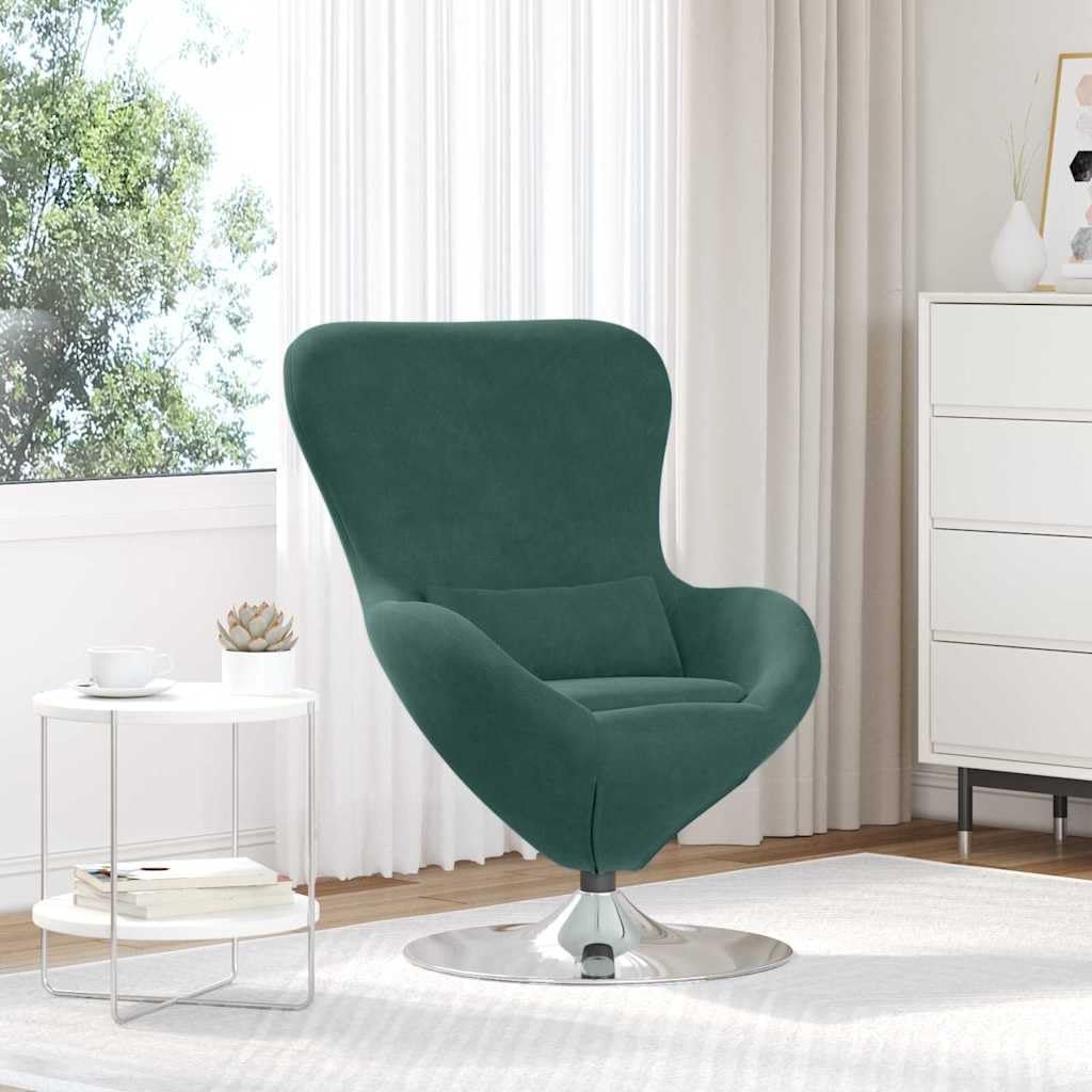 vidaXL Sillón Huevo Verde Oscuro Terciopelo | Ajusta como más te guste para estar cómodo, Mueve fácil en tu espacio, Un look moderno que combina con cualquier decoración