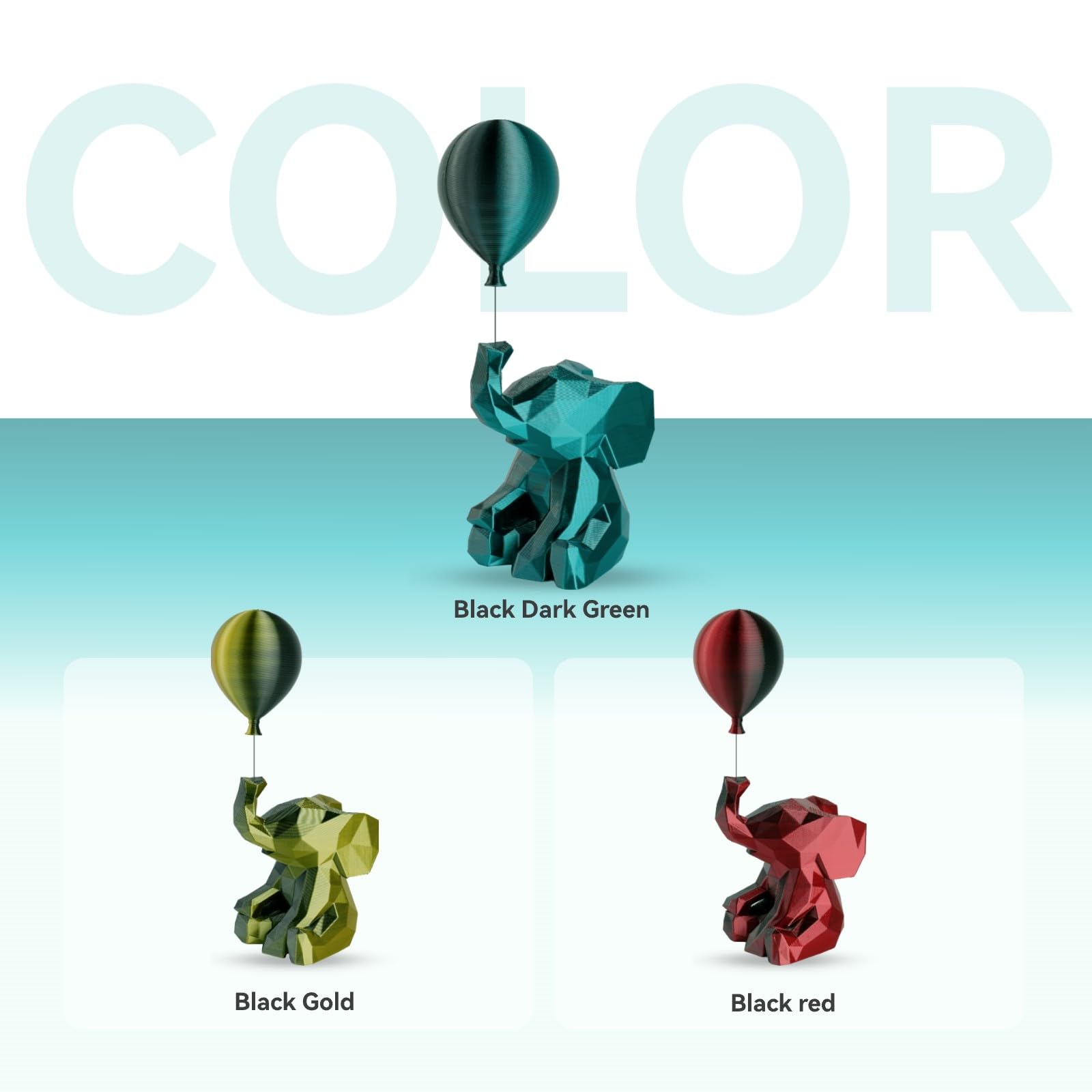 Chitu Systems Conjure, filamento per stampante 3D in PLA seta, 1,75 mm, doppio colore, colore nero e verde, 2 kg (Y-Silk PLA-nero verde, 2 kg)