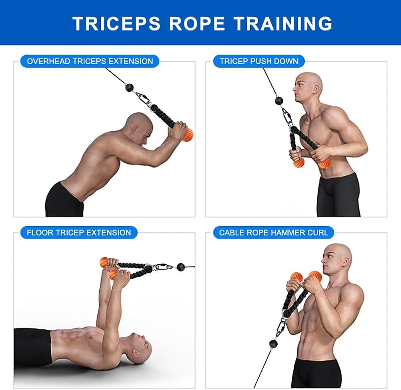 Kipika Triceps Kötél 36" Narancssárga - Kábelgépes Edzőkötél Puha Gumi Végekkel, Csigarendszerhez Alkalmas Erősítő Kötél