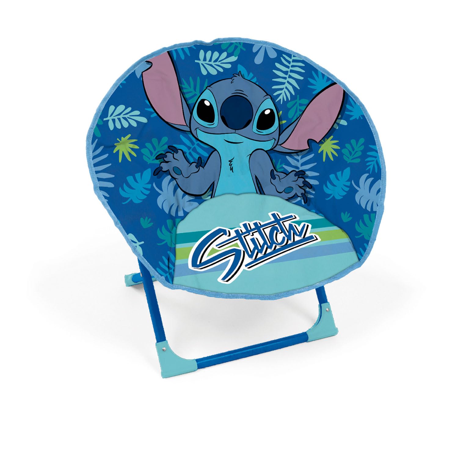 ARDITEX Silla Moon Shape de 50 x 50 x 50 cm, diseño de Lilo & Stitch de Disney, marco de metal, asiento de poliéster, plegable, ahorra espacio, diseño de dibujos animados, color blanco