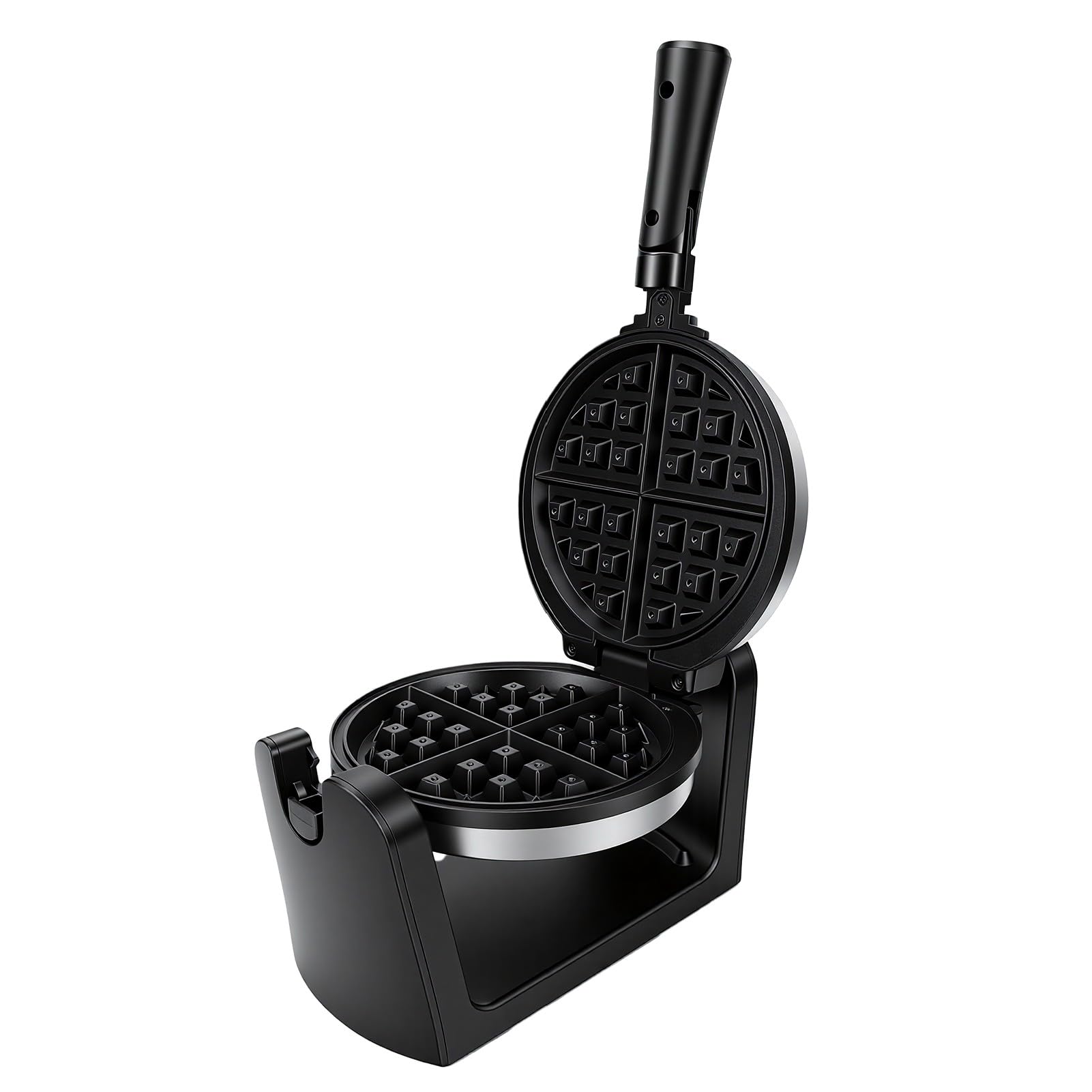 Brrnoo Waffle Maker Belga Waffle Maker Home Iron Termostato Giratorio 1000 W Recubrimientos de Cerámica y Ti Antiadherentes de Doble Cara Bloqueo Automático Bandeja de Goteo (Enchufe de la UE)