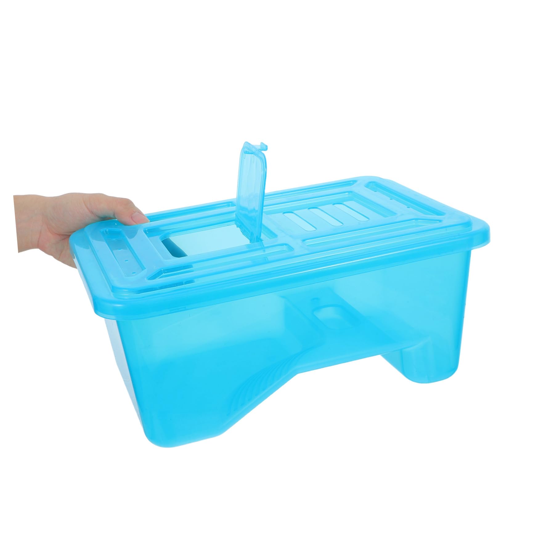GALPADA Habitat per Tartarughe con Coperchio Piccolo Acquario per Tartarughe in Plastica con Piattaforma Rimovibile per Rettili Base Anti-ribaltamento e Zona Umida e Asciutta