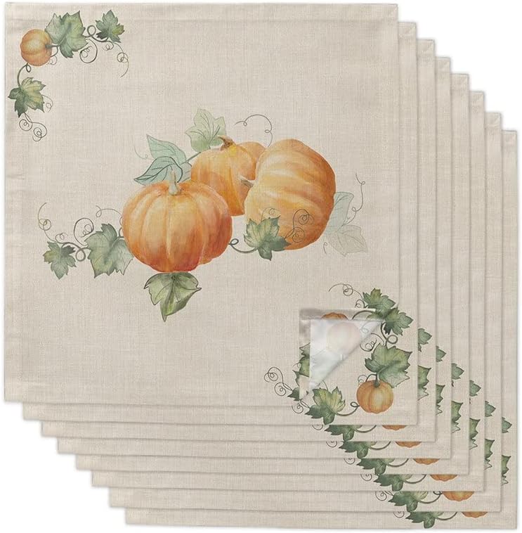 Autumn Cloth Napkins Set Festive Banquet Wedding Decor Tea Towel Kitchen Dinner Table Napkins (Color : 8pcs, Size : 50x50cm) (4pcs 50x50cm)