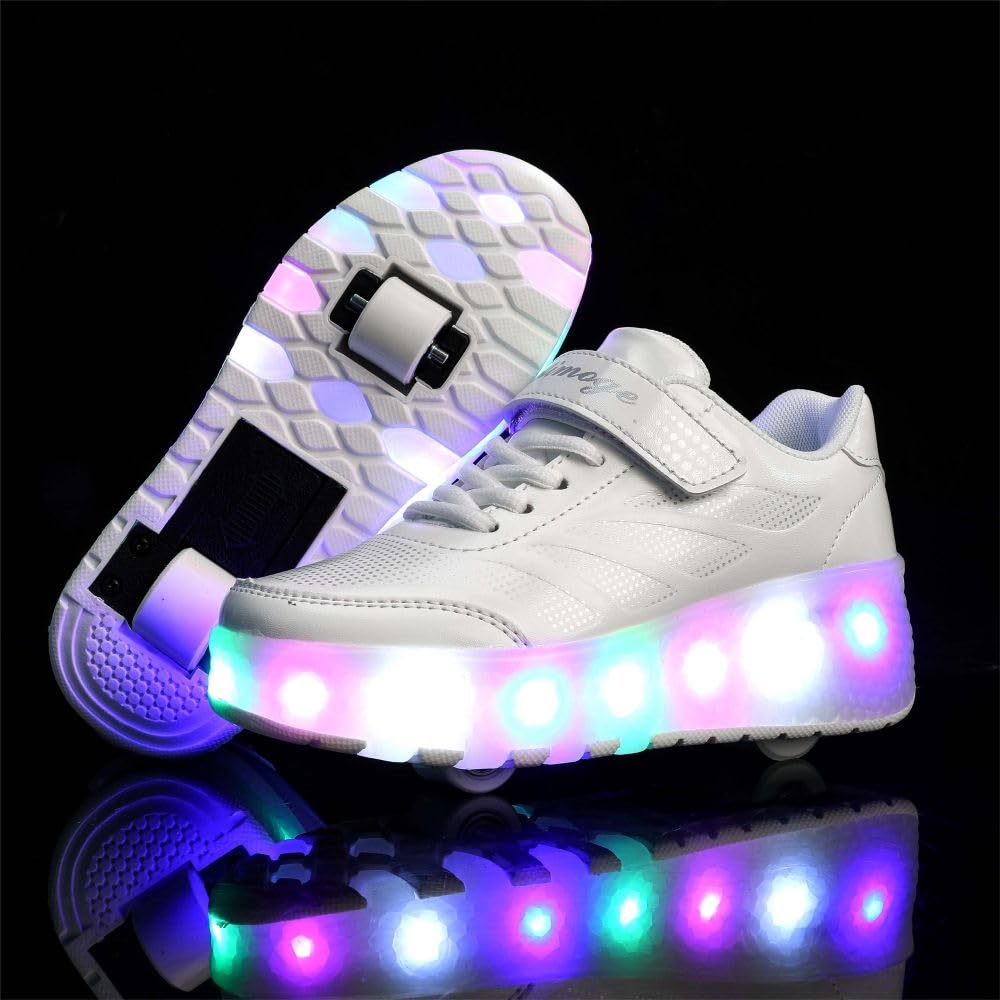HUSKSWARE Scarpe Ragazza da Ragazzo con Ruote, 2 in 1 per Bambini, con rotelle, per Skateboard, Sneakers