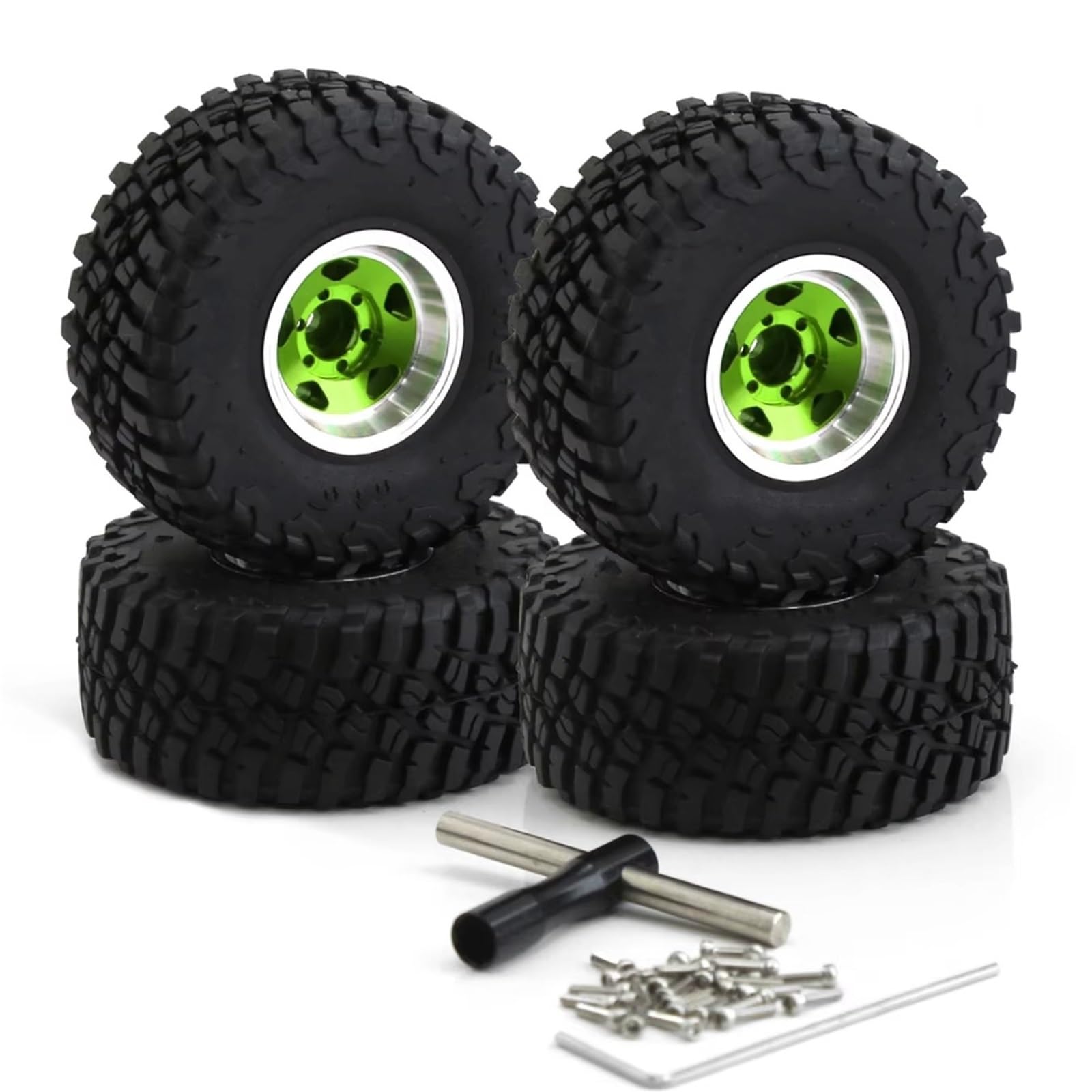 Compatible con Axial para SCX24 para TRX4M para FCX24 1/18 1/24 Piezas Trepador Control Remoto 4 Uds 57mm Metal 1,0 Juego Neumáticos Goma con Llanta Beadlock RC Coche NeumáTico Piezas
