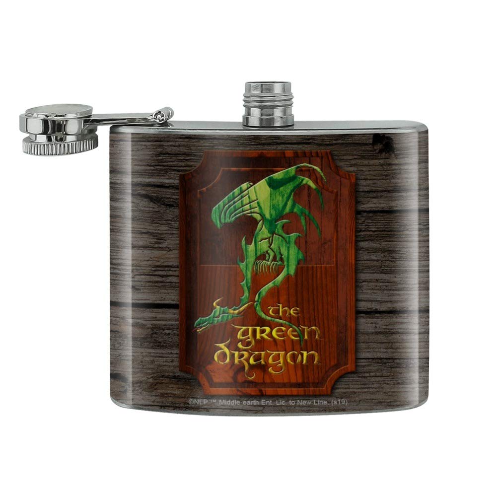THE LORD OF THE RINGS The Green Dragon Stainless Steel 5oz Hip Drink Kidney Flask