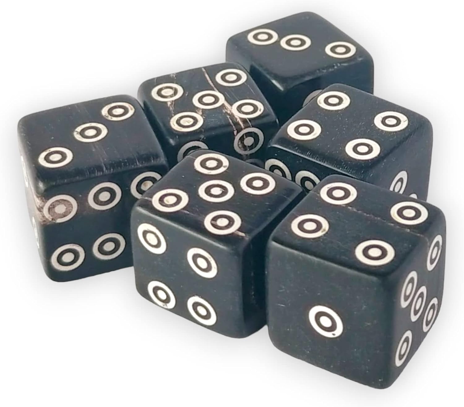 D6 Viking/Medieval Betting Bone Dice, Horn, 9/16" | Set of 6, 14-15 mm Thick