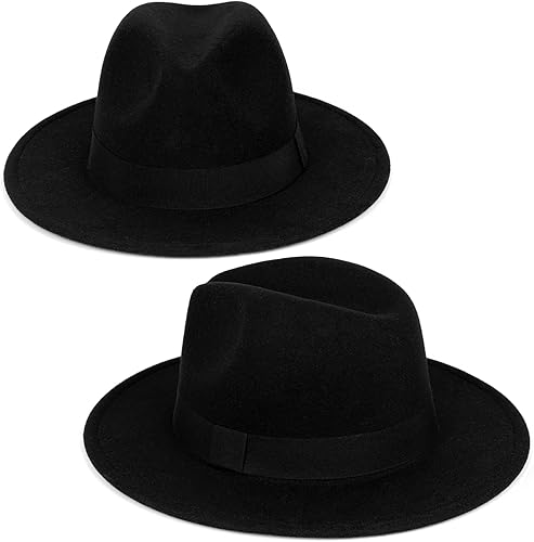 Miniatura 5 de FADACHY Sombreros Fedora de moda para hombres y mujeres de ala ancha de fieltro sombrero de vestido de Panamá sombrero de dos tonos Fedora
