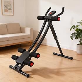 Máquina Abdominal Caseira com Trilho Curvo – Aparelho de Fitness para Abdômen e Exercício de Flexão, com Mostrador Digital e 3 Níveis de Inclinação – Silencioso, Dobrável e Confortável para Joelhos