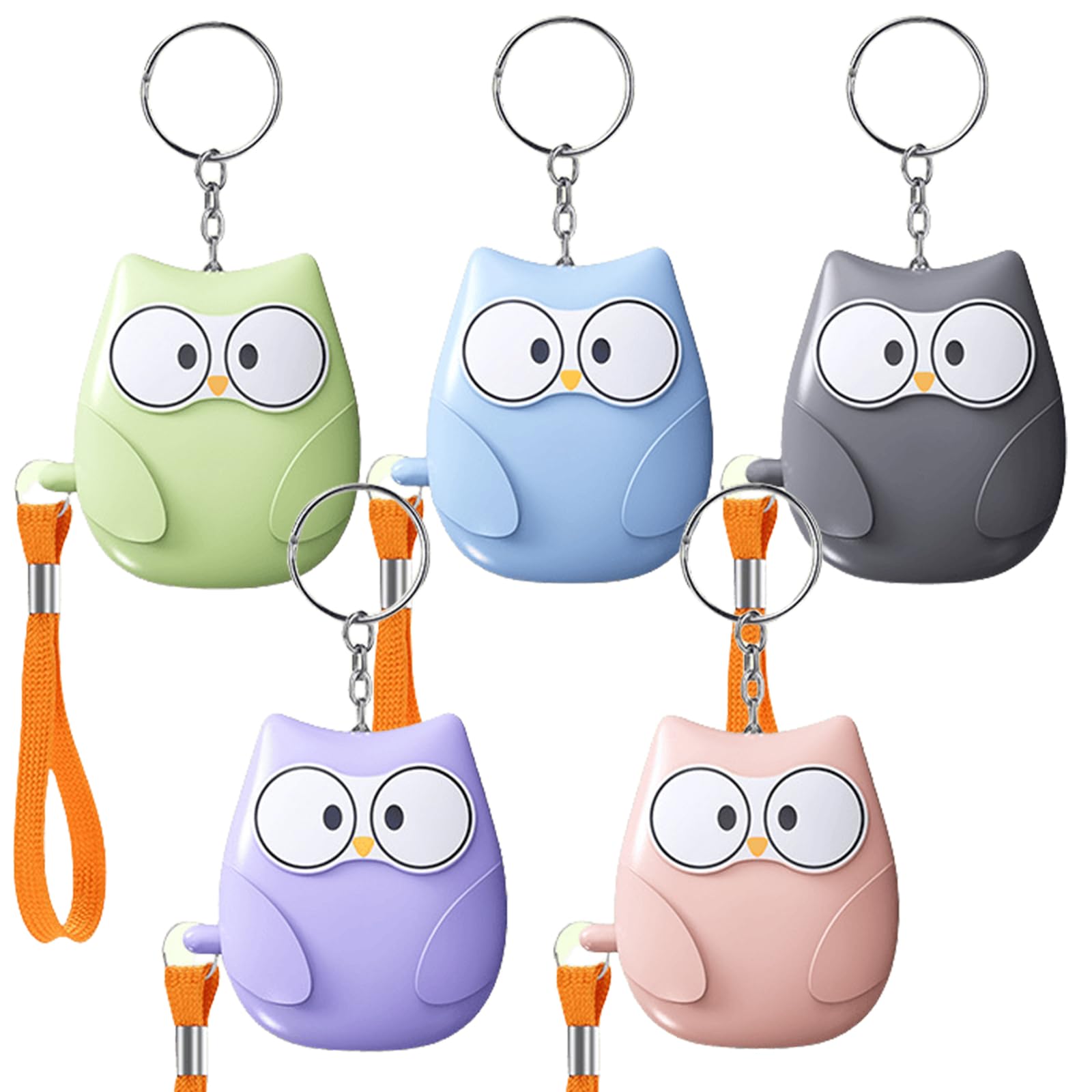 5 unidades de alarma de bolsillo 130dB Alarma personal para mujeres, alarma de seguridad de autodefensa con luz LED y llavero, alarma de sonido agudo estilo búho para mujeres, niños, personas mayores
