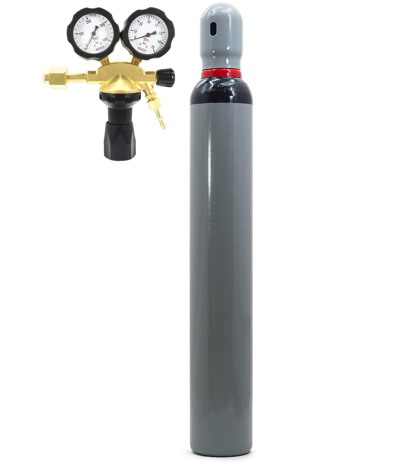 Stickstoffflasche 10L Druckminderer Gasflasche Stickstoff Gas Set - NH5 Gasflasche (95% N2, 5% H2) mit Druckminderer 50 BAR