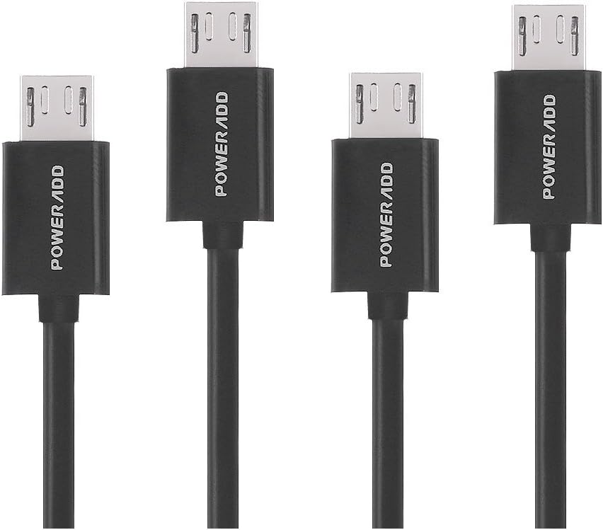 Poweradd Micro USB to USB Charge and Sync Cable, 4-Feet, 4-Pack, Black