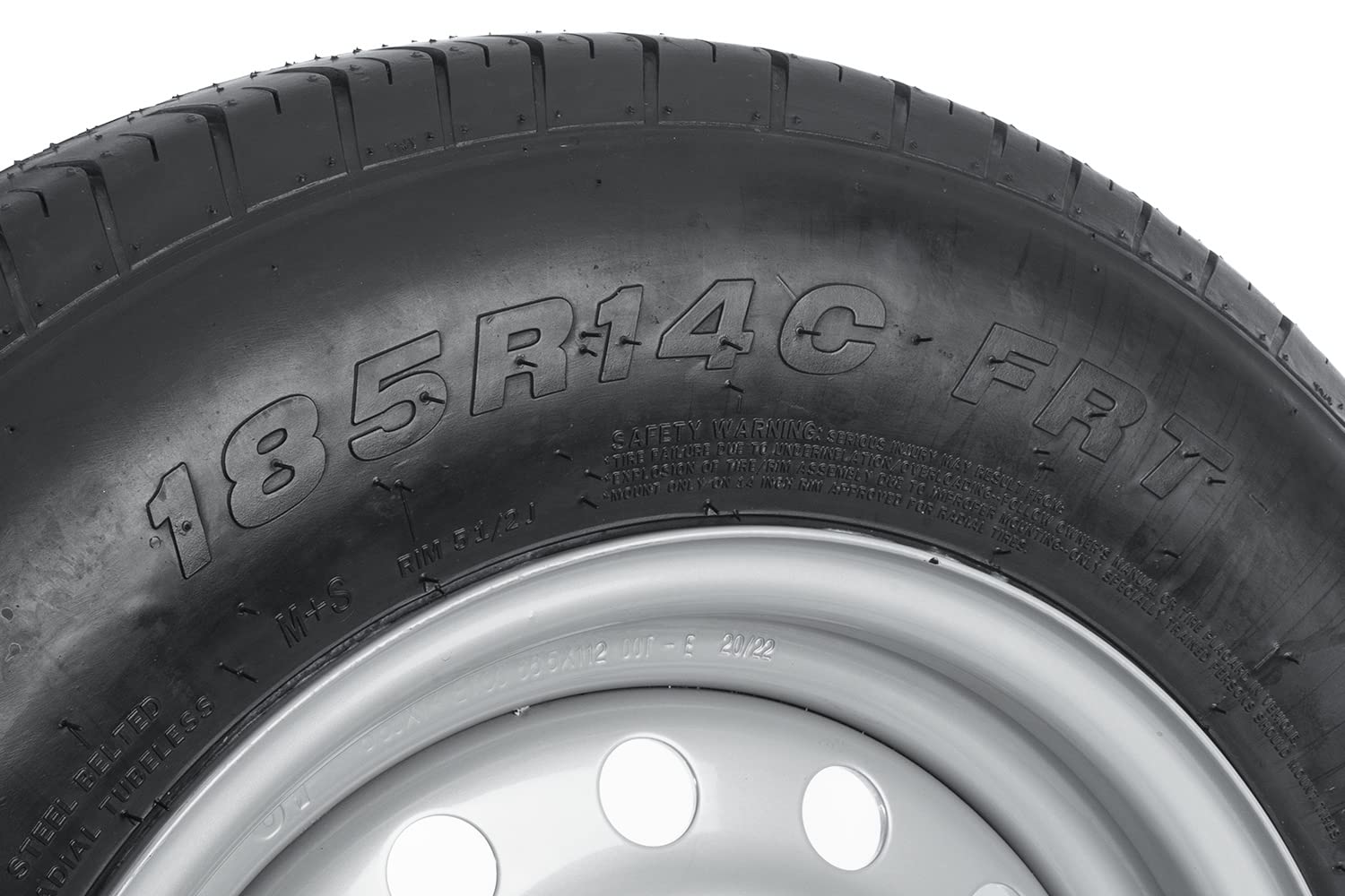 UNITRAILER Roue Renforcée Complète pour Remorque 185 R14 C 104/102 N - Jante 5,5Jx14 avec Entraxe 5x112-14 Pouces pour Remorques Utilitaire et Caravane