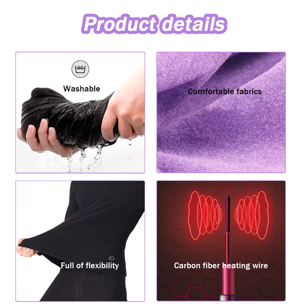 Camiseta de Ropa Interior térmica para Mujer, Camiseta de Manga Larga con calefacción USB eléctrica App para Deportes en Interiores y Exteriores (púrpura M) (púrpura S)
